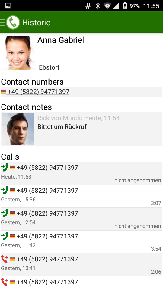 PhoneMondo Android App Kontaktdetails